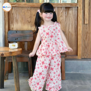 Bộ bé gái Set hoa bay sắc hồng - MT3283