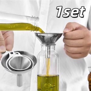 1set Stainless Steel Kitchen Funnels Set With Handle For Transferring Liquid Spices Tool Multipurpose Funnel Kitchen Accessories