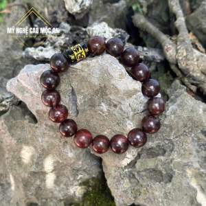 Vòng Tay Tròn Gỗ Trắc Đen Mix Đá Omani - Mỹ Nghệ Cao Mộc An