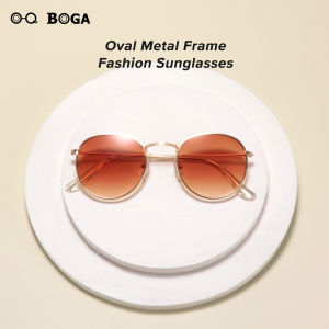 OQ BOGA 25สีแว่นกันแดดกันยูวีกลางแจ้งแฟชั่น Pelindung Mata รูปไข่แว่นตา UV400 สำหรับผู้หญิงผู้ชายกรอบโลหะ
