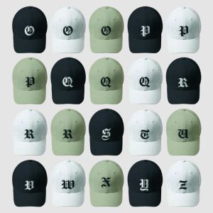 Topi Inisial Baseball Alfabet Gothic Teks Huruf A B C D E F G H I J K L M N O P Q R S T U V W X Y Z All Size