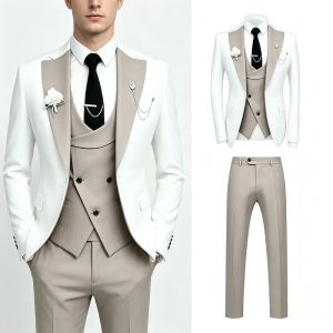 ( Jacket + Vest + Pants )New Suits for Mens 2026 Casual Business Suit High-end Social Formal Suit 3 Pcs Set Groom Wedding Men