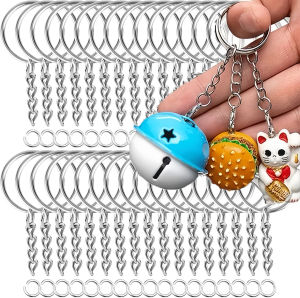 100/200/300Pcs Metal Blank Keyring Keychain Split Rings Keyfob Key Rings Lobster Clasp Key Pendant Chains Keychains