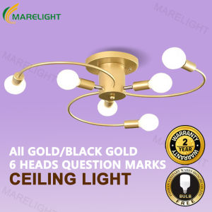 【Free Bulb】Modern 3/6 Heads Chandelier Ceiling Light Nordic Minimalist LED Pendan Lamp Living Room Bedroom Hanging Lights MARELIGHT