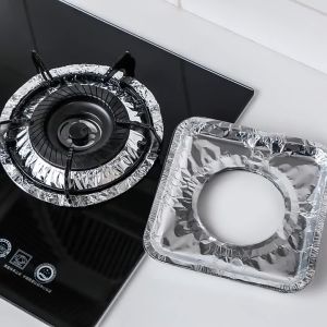 10 Pcs Stove Top Covers Burner Protector Covers Aluminum Foil Square Stove Disposable Bib Liners Kitchen Protective Gadget
