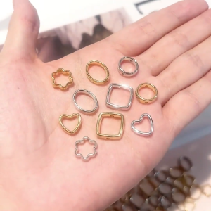 Beadia 50 pcs Manik Frame 2 Lubang CCB - Manik Connector Bentuk Hati Bunga Oval untuk DIY Gelang Kalung & Anting