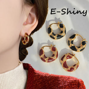 Exquisite Enamel Color Stainless Steel Small Hoop Earrings for Women Girls Gold Plated Ear Buckle Accessories