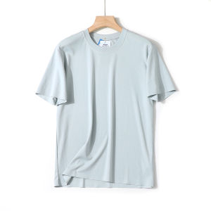 7A Antibacterial Seamless Process Liquid Ammonia Long-Staple Cotton Summer Couple Classy Drape round Neck All-Matching Casual Short-Sleeved T-shirt