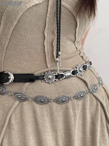 Retro American Womens Belt Design Sensation Leather Small Audience High-End Match Denim Leopard Print Waist Chain Accessory