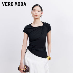 Vero Moda | Adjustable Drawstring Drape Asymmetric Collar T-shirt
