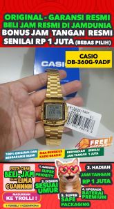 CASIO ORIGINAL - DB-360G-9A - MEN dan WOMEN - Gold - Stainless - Jam dunia JD16ST DB 360G 9A 9A 9 # DB 360G 9A DB-360G 360 G DB360 DB-360 DB360G $ WR0 STS SD7 EM7
