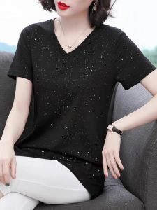 HUAXUNRAN | V-Neck Slimming Short Sleeve T-Shirt for Women
