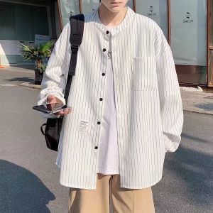 Japanese-Style Retro Workwear Shirt Mens Long Sleeves Spring and Autumn Loose Shirt Hong Kong Style Trendy Brand Versatile Casual Coat Tide