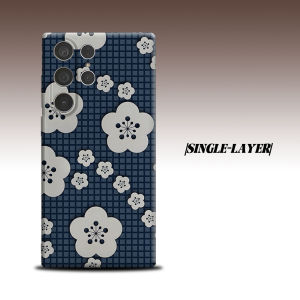 BILIBILI | Navy Floral-s For Samsung Galaxy S26 S25 S24 A56 A36 Dual Layer Luxury Fashion Full Lens Protective Case