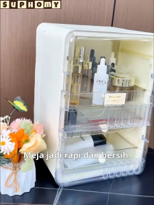 Organizer Kosmetik dengan Pemisah Lemari Penyimpanan Laci Transparan Kapasitas Besar untuk Produk Kosmetik
