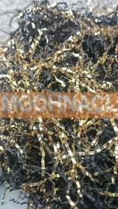 4OZ Crinkle Cut Paper Shredded Paper for Gift Baskets Filler Black and Gold Crinkle Cut Paper Shred Filler Confetti for Packaging