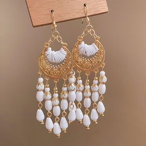 สไตล์ชาติพันธุ์โบฮีเมียนต่างหูระย้ายาว Earrings.0ย้อนยุคไฮเอนด์ใหม่2024แบบ