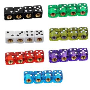 4Pcs/Set Plastic Wheel Stem Tyre Air Valve Dustproof Cap Gold Dice Tire Tyre Valve Caps Bike Auto Truck Tire Valve Dust Cap Amag
