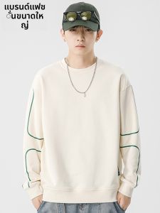 เสื้อฮู้ดผู้ชายสีพีชไซส์ใหญ่ ทรงหลวม ฤดูใบไม้ร่วง 2025 เสื้อเชิ้ตทรงหลวมสบาย ๆ ลำลอง แขนยาว ปกติ คอตั้ง