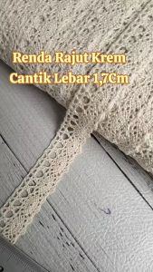 Renda Rajut Krem Motif Cantik Lebar 17Cm (Per 3 Meter)