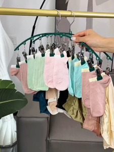 Drying Racks Hanger Windproof Clothes Hanger 10 Clips Towel Hanger Socks Underwear Hanger with Clip Laundry Organizer For Hair Cap Baby Clothes Hanger Clip