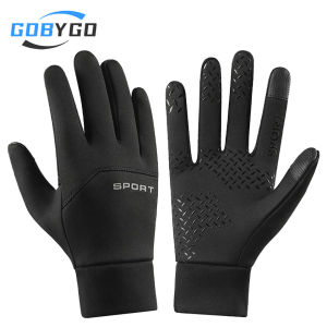 GOBYGO ขนแกะถุงมืออุ่น Anti-SLIP Touch Screen สวมใส่กันน้ํากลางแจ้งฤดูหนาวถุงมือกันลมปีนเขา