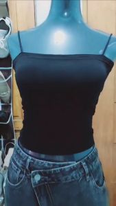NEW Korean Fashion High quality padded spaghetti strapped top for women casual white black stretchable tops for women blouses women new style camisole