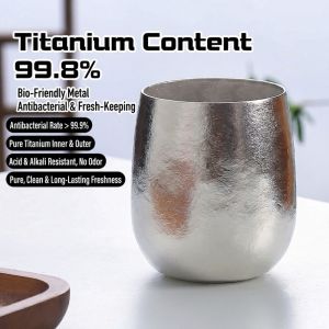 XMSJ | 280ml Outdoor Egg Mug Pure Titanium Double-Wall Coffee Mug Water Cups Home Drinking Office Tea Mug Beer Luxury-Feel Juice Cup