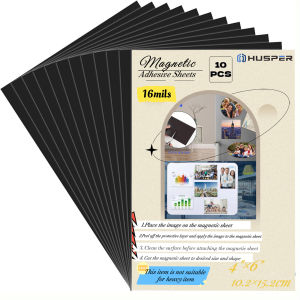 HUSPER 10 PCS  Adhesive Magnetic Backing 4 x 6 Inch Flexible Magnet Sheets for Photo and Picture Magnets Craft Magnet Stickers