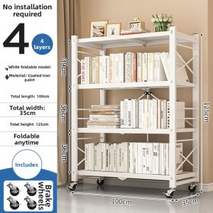 Portable Foldable Bookshelf Easy Assembly Storage Iron