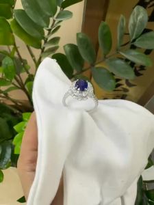 Pretty Beauty Sapphire Jewelry Set for Women S925 Sterling Silver 2CT Lab Sapphire Halo Necklace Earrings September Birthstone