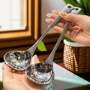 Thìa Canh Bằng Thép Không Gỉ Kiểu Đục Lỗ Chống Dập Thìa Nướng Dầu Mới Thìa Nướng Lẩu Thìa Rây Đựng Súp