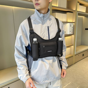 Outdoor Sports Vest Backpack With Water Bottle Pocket Riding Chest Bag Hip-hop Streetwear Chest Rig Bag Multiple Pockets Storage