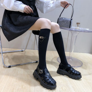 Loumse Dark Chain Socks Japanese Style JK Calf Socks Black Chic Cool Girl Wear and Knee Thigh High Socks