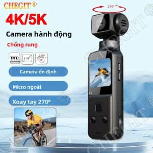 Camera Hành Động Pocket 5K/4K Ultra HD EIS Với Màn Hình LCD 1.33 Inch Ống Kính Xoay WiFi Dành Cho Ngoài Trời Đạp Xe & Mô Tô