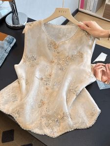 Chinese Embroidery Pearl Beads Luxurious Womens Vest
