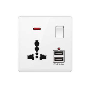 ✳️High Quality PC WHITE✳️USB Wall Socket Switch AC / DC Charger Plug Power Adapter UK Wall Socket