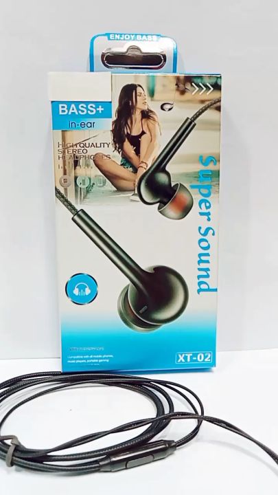 Handsfree Headset Mic XT-02 Stereo Earphone Sound Heavy Quality