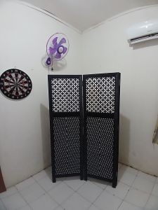 ( 2 pintu )1 set pembatas penyekat ruangan partisi sketsel rotan sintetis