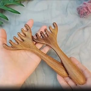 Natural Wood Massage Tool Alat Kayu Urut Badan Acupuncture Traditional Massage Tool 木刮痧板 Five Claw Deer Massage Comb