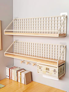 Wall Mounted Storage Rack Bookshelf Bedside Basket Dormitory Good Things No Punching Wall Surface Floating Board Storage Rack