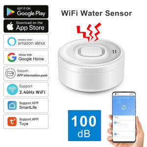 DYGSM Tuya Smart WIFI Water Leak Detector 100dB High-Volume Alarm Real-Time APP Alerts Easy Setup for Home Safety With Alexa