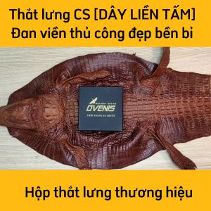 Thắt Lưng Cá Sấu [DÂY LIỀN NGUYÊN CON] Đan Viền Thủ Công Đẹp Bền Bỉ - TS131A (Mặt vàng)