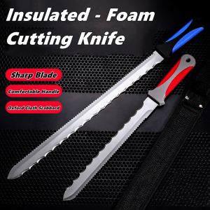 Insulated Knife Foam Cutting KnifeDouble Serrated Stainless Steel Knife Insulation Knife with Nylon Sheath Insulation Cutter