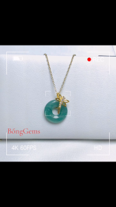 dây chuyền đồng điếu ngọc lam ngọc tự nhiên vip móc vàng tây dáng chuồn chuồn mặt dây chuyền đá phong thủy trang sức thiết kế đủ hóa đơn thẻ bảo hành