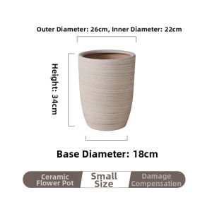 High Large Mouth Ceramic Flower Pot Breathable