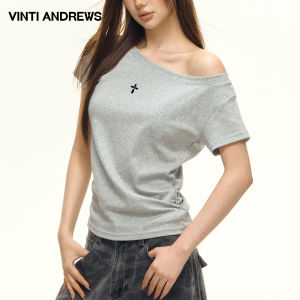 Gray Off-Shoulder T-Shirt