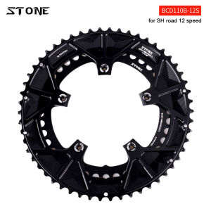 STONE Alloy 7075 Double Chainring BCD110 110mm 5 Bolts Arms Road 12 Speed for Rotor FSA Cranks Power Meter Gravel Road Bike Chainwheel Super Compression Chain Ring