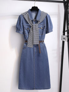 ชุดเดรสเด็กผู้หญิงแขนสั้นสไตล์ลำลอง ชุดเดรสเด็กผู้หญิงฤดูร้อน 2025 ใหม่ รัดเอว สายสะพายไหล่ ชุดเดรสสองชิ้น