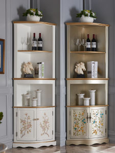 European Style Minimalist Corner Cabinet Triangle Cabinet American Style Painted Corner Cabinet Right Angles Bookcase Wine Cabinet French Style Corner Curio Cabinet